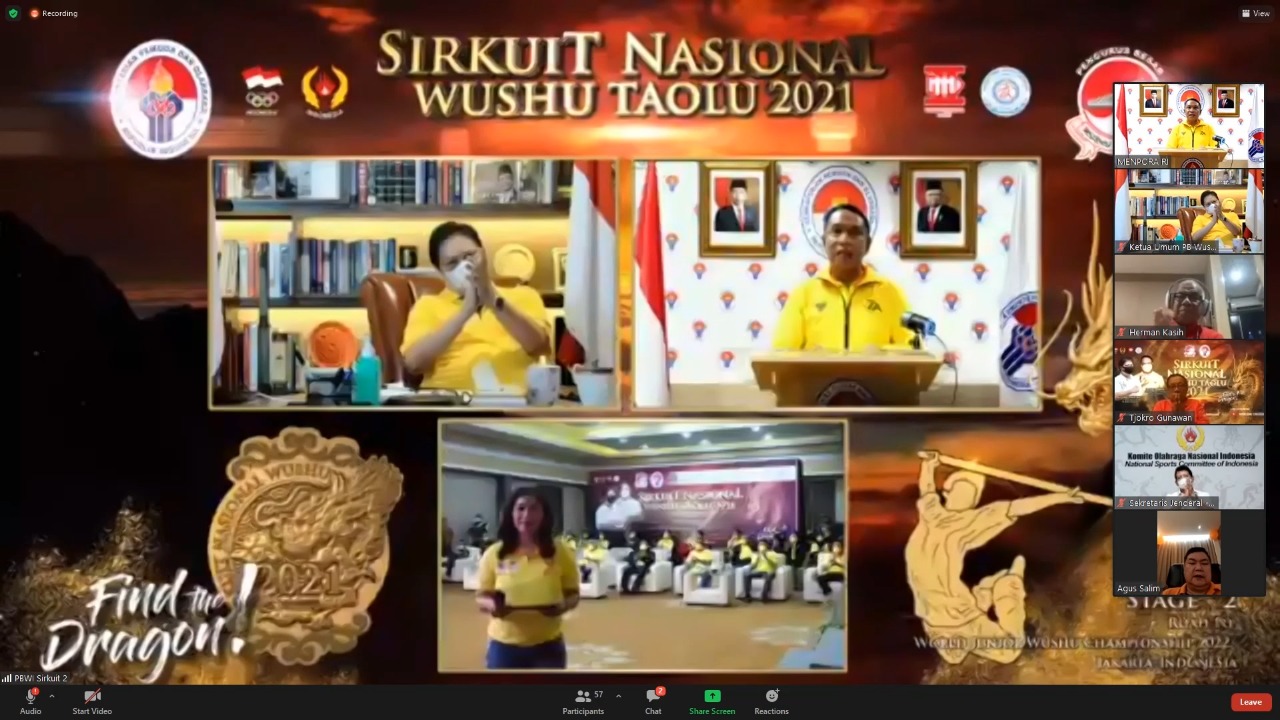 Menteri Pemuda dan Olahraga Republik Indonesia (Menpora RI) Zainudin Amali menyampaikan apresiasi dan terimakasih kepada Ketua Umum Pengurus Besar Wushu Indonesia (PBWI), Airlangga Hartarto atas upayanya yang terus menerus melakukan pembinaan terhadap atl