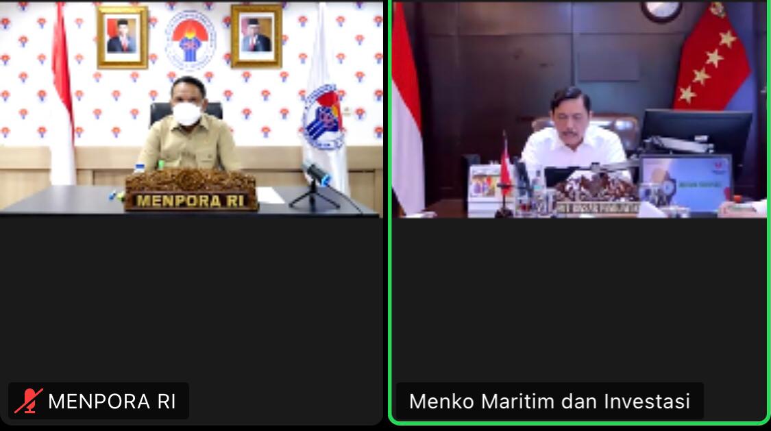 Menteri Pemuda dan Olahraga Republik Indonesia (Menpora RI) Zainudin Amali mengikuti rapat koordinasi terkait persiapan Pre Event G-20 dan KTT ASEAN di Labuan Bajo yang dipimpin langsung Menteri Koordinator Bidang Kemaritiman dan Investasi Republik Indone