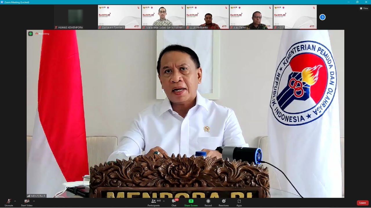 Menteri Pemuda dan Olahraga Republik Indonesia (Menpora RI) Zainudin Amali berharap para atlet berprestasi yang berkesempatan menjadi Aparatur Sipil Negara (ASN) di Kemenpora bisa menjadi inspirasi dan pemantik bagi ASN lainnya di Indonesia.(foto:egan/kem