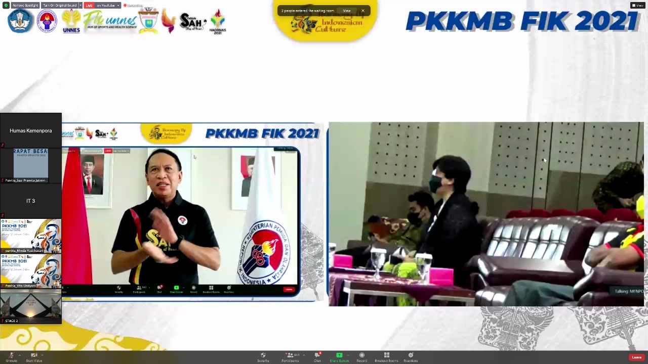 Dekan Fakultas Ilmu Keolahragaan Universitas Negeri Semarang (FIK UNNES) Prof. Dr. Tandiyo Rahayu menyampaikan apresiasi kepada Menteri Pemuda dan Olahraga Republik Indonesia (Menpora RI) Zainudin Amali karena telah mengagas dan meluncurkan Senam Stay At 