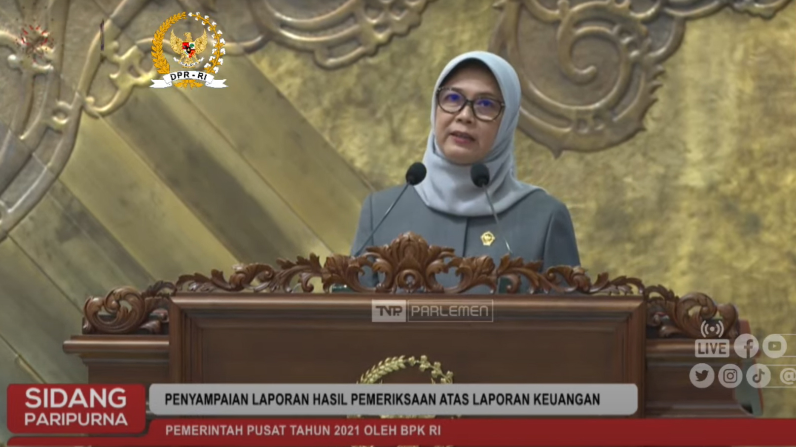 Badan Pemeriksa Keuangan Republik Indonesia (BPK RI) memberi predikat opini wajar tanpa pengecualian (WTP) terhadap Laporan Hasil Pemeriksaan atas Laporan Keuangan Pemerintah Pusat (LHP LKPP) Tahun 2021.