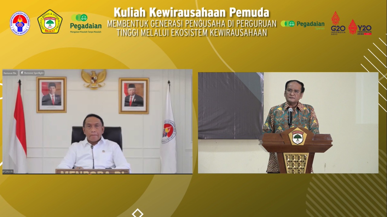 Rektor Institut Bisnis dan Informatika (IBI) Kosgoro 1957, Dr. Haswan Yunaz memberika apresiasi dan pujian terhadap program kewirausahaan pemuda Kementerian Pemuda dan Olahraga (Kemenpora) yang bekerjasama dengan perguruan tinggi negeri dan swasta di Indo