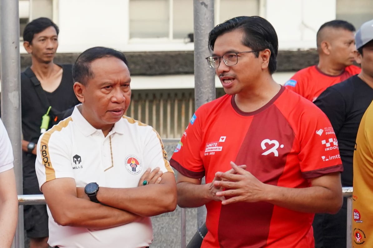Direktur Rumah Sakit Jantung dan Pembuluh Darah (RSJP) Paramarta Jimmy Agung Pambudi, sampaikan ungkapan terima kasihnya kepada Menpora RI Zainudin Amali yang telah hadir mendukung serta membuka acara Lomba Lari PR Ignite Paramarta Charity Run For Every H