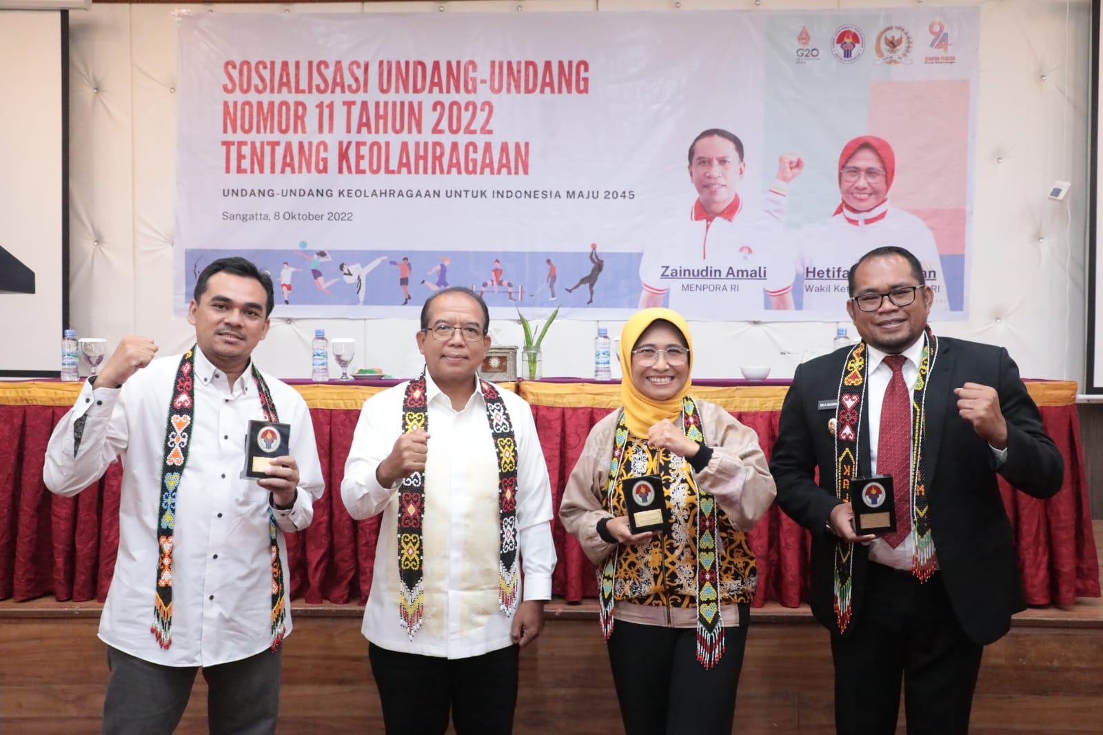 Kementerian Pemuda dan Olahraga Republik Indonesia mengadakan sosialisasi Undang-undang Nomor 11 Tahun 2022 tentang Keolahragaan, di D'Lounge Room Hotel Royal Victoria, Kota Sangatta, Kabupaten Kutai Timur, Provinsi Kalimantan Timur, Sabtu (8/10) pagi. (f