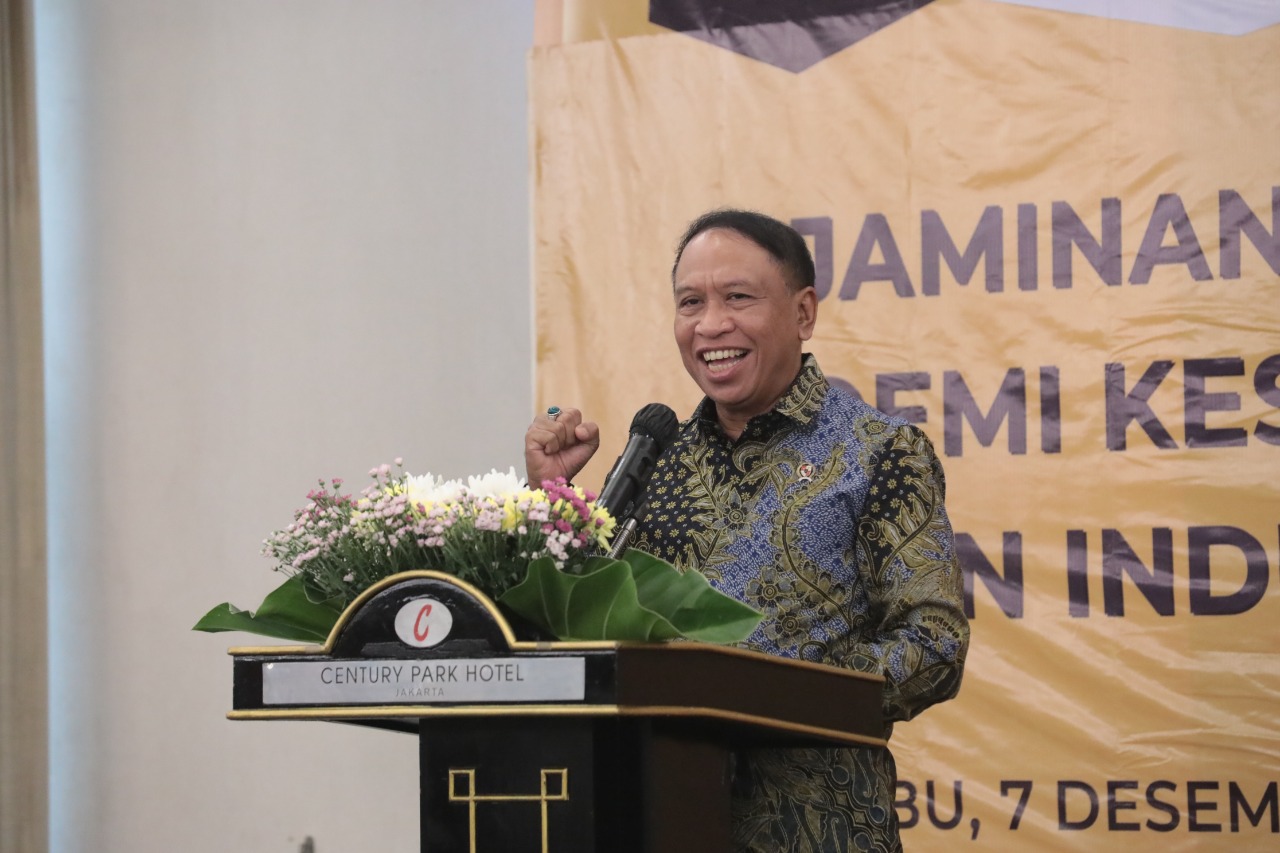 Menteri Pemuda dan Olahraga Republik Indonesia (Menpora RI) Zainudin Amali menyampaikan peran besar perguruan tinggi mendukung Desain Besar Olahraga Nasional (DBON) untuk perkembangan dan kemajuan prestasi olahraga tanah air di pentas dunia.(foto:putra/ke