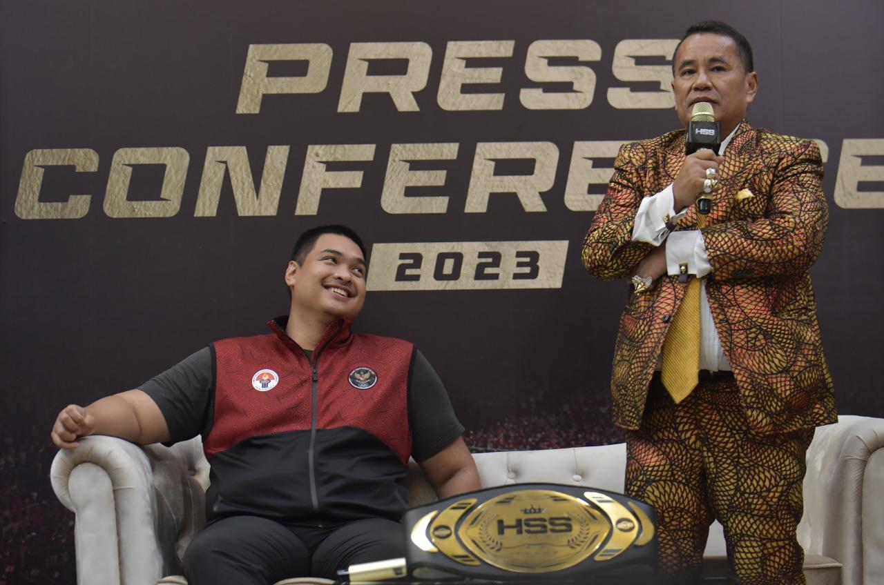 Komisaris HW Group  Hotman Paris Hutapea mengucapkan terima kasih kepada Menteri Pemuda dan Olahraga Republik Indonesia (Menpora RI) Dito Ariotedjo yang  sangat menyambut baik dan mendukung digelarnya Holywings Sport Show (HSS) 2023.(foto:bagus/kemenpora.