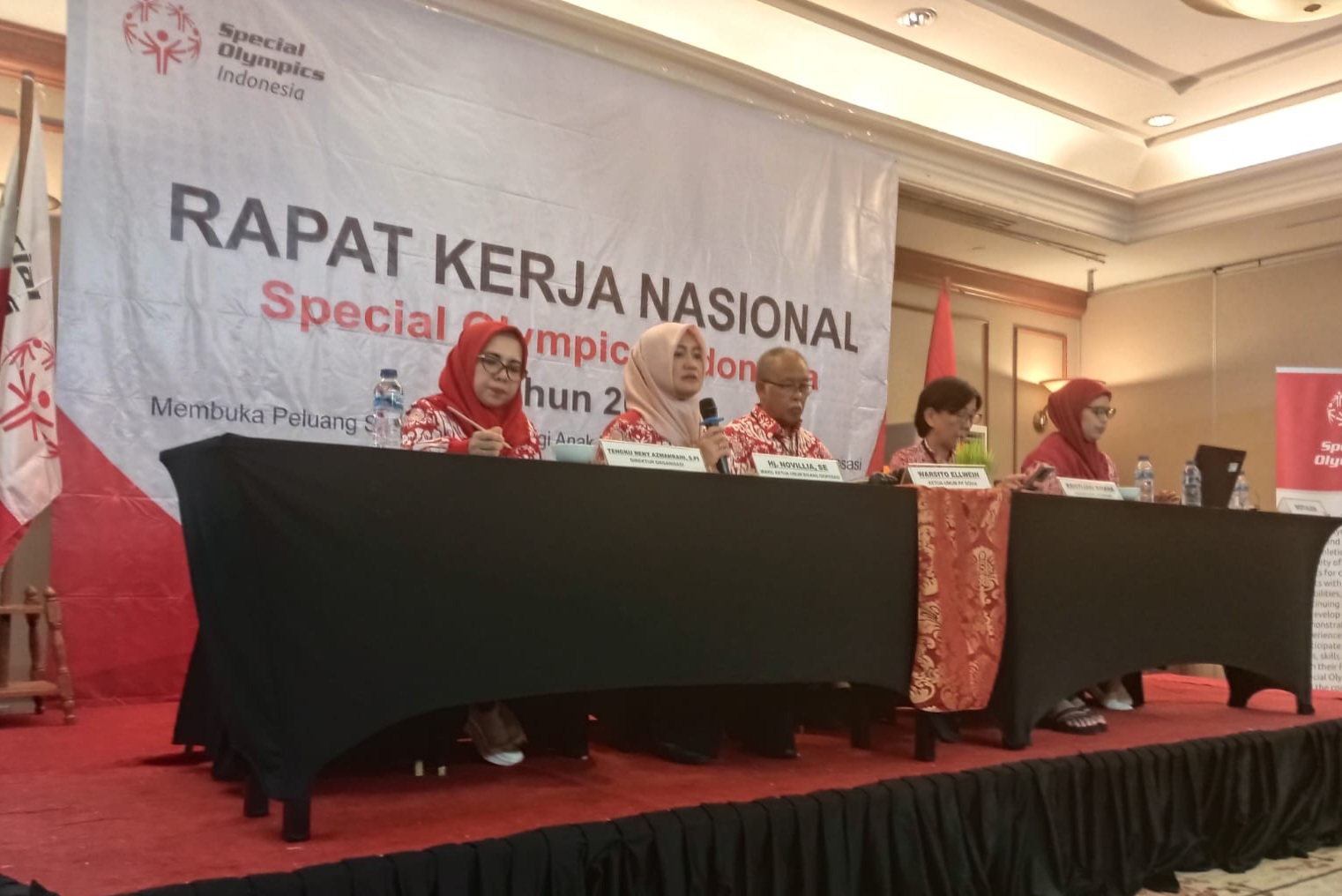 Special Olympics Indonesia (SOIna)   menggelar Rapat Kerja Nasional (Rakernas), 8-9 Maret 2024 di Hotel Slipi, Jakarta. Tema yang dipilih kali ini adalah “Perkuat Organisasi, Tingkatkan Kepedulian terhadap Disabilitas Intelektual”.(foto: dok/ SOIna) 