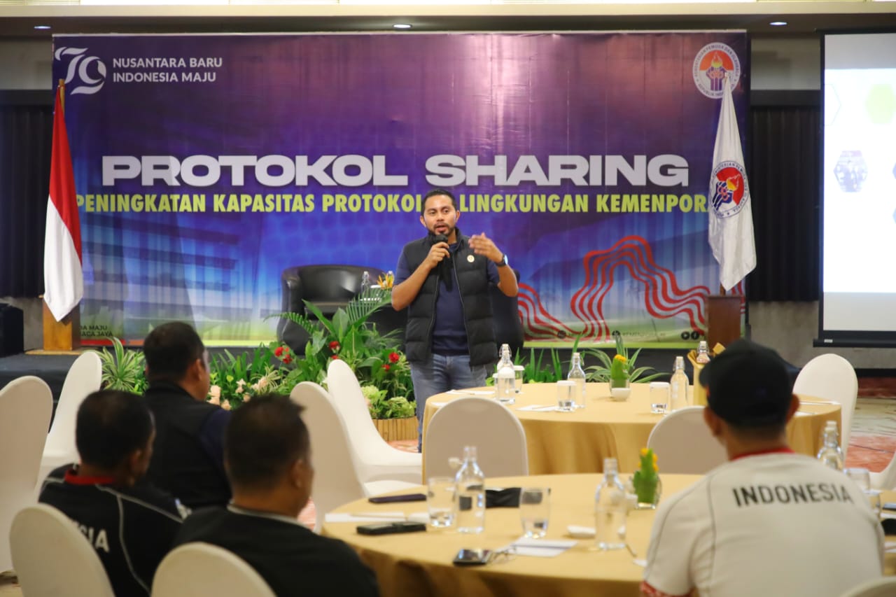 Acara Protokol Sharing 2024 Kementerian Pemuda dan Olahraga Republik Indonesia (Kemenpora RI) resmi ditutup. Acara tersebut diharapkan bisa menambah kualitas pelayanan di lingkuangan Kemenpora.(foto:herry/kemenpora.go.id)