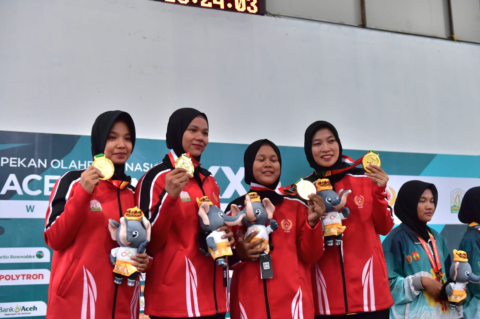 Tim putri Aceh sukses menambah koleksi medali emas di ajang Pekan Olahraga Nasional (PON) XXI/2024 Aceh-Sumut melalui cabang olahraga Petanque.(foto:andre/kemenpora.go.id)