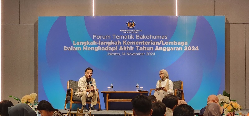 Kementerian Keuangan RI bekerja sama dengan Badan Koordinasi Hubungan Masyarakat (Bakohumas) mengadakan kegiatan Forum Tematik Bakohumas dengan tema ”Langkah-langkah Kementerian/Lembaga Dalam Menghadapi Akhir Tahun Anggaran 2024 di Aroem Jakarta, Kamis (1