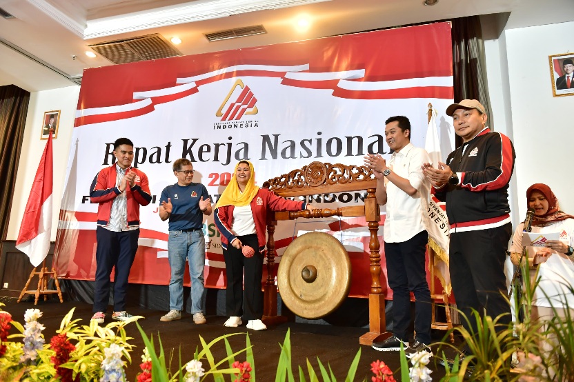 Wakil Menteri Pemuda dan Olahraga Republik Indonesia (Wamenpora RI) Taufik Hidayat menghadiri Pembukaan Rapat Kerja Nasional (Rakernas) Federasi Panjat Tebing Indonesia (FPTI) 2024 di Royal Kuningan Hotel,  Jakarta Selatan, Selasa (3/12).(foto:Andre/kemen