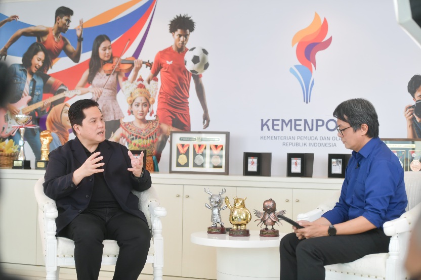 Menteri Pemuda dan Olahraga Republik Indonesia (Menpora RI), Erick Thohir, mengungkapkan komitmennya untuk melakukan transformasi olahraga nasional dan pembangunan karakter pemuda. Hal ini sesuai dengan visi besar pemerintah menuju generasi emas. (foto:ba