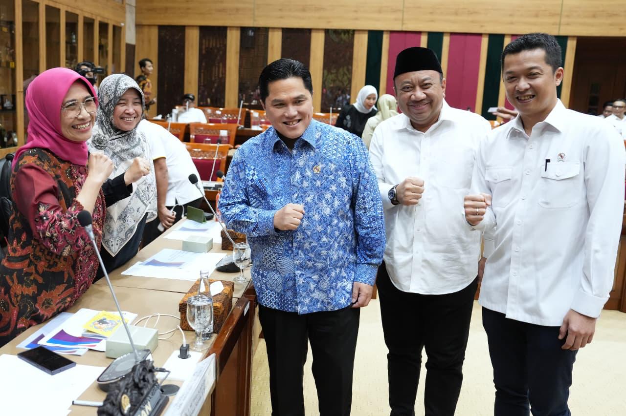 Rapat Kerja (Raker) perdana Menteri Pemuda dan Olahraga Republik Indonesia (Menpora RI) Erick Thohir langsung mendapat apresiasi positif dari  Komisi X DPR RI. (foto:Herry/kemenpora.go.id)
